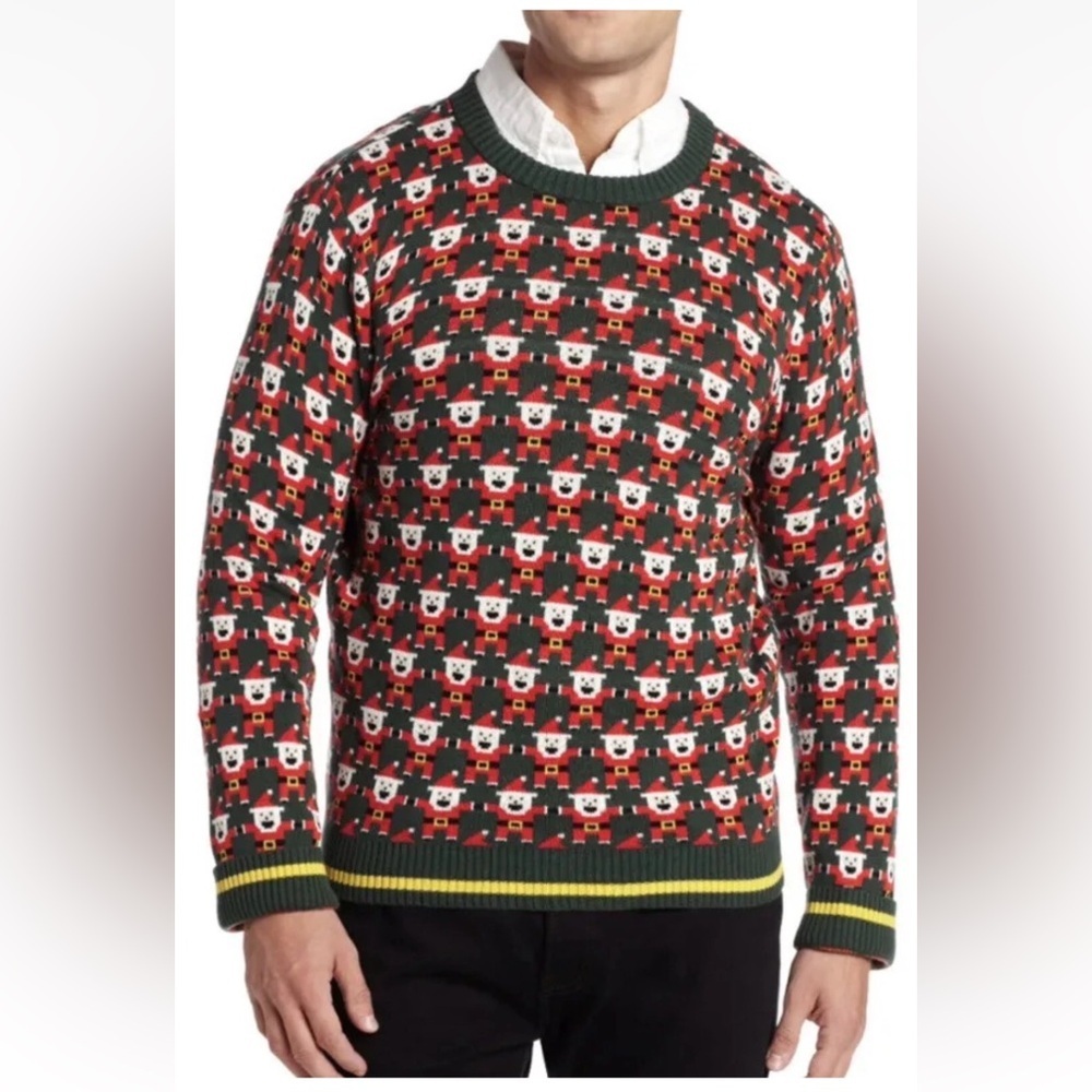 Alex Stevens Retro Santa Claus Ugly Christmas Sweater men Small Grandpa Sweater